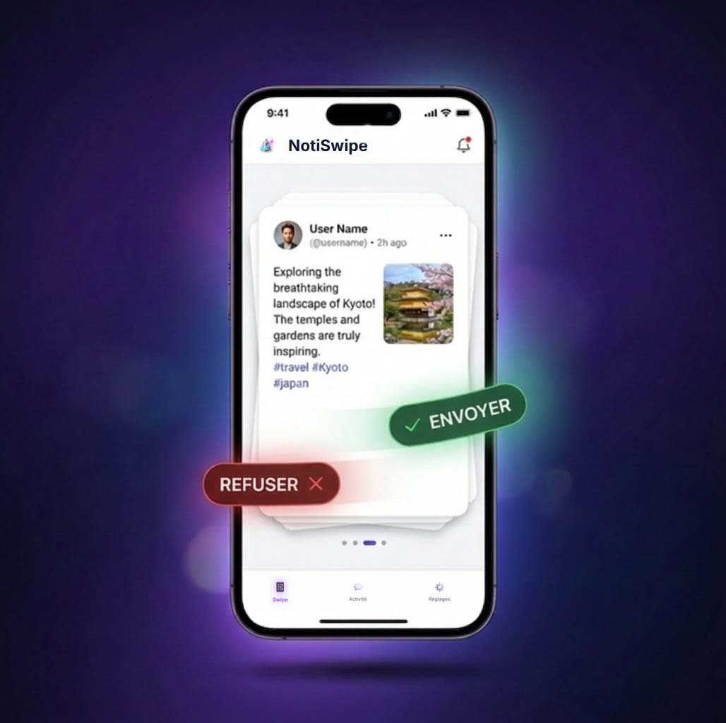 Interface de swipe NotiSwipe